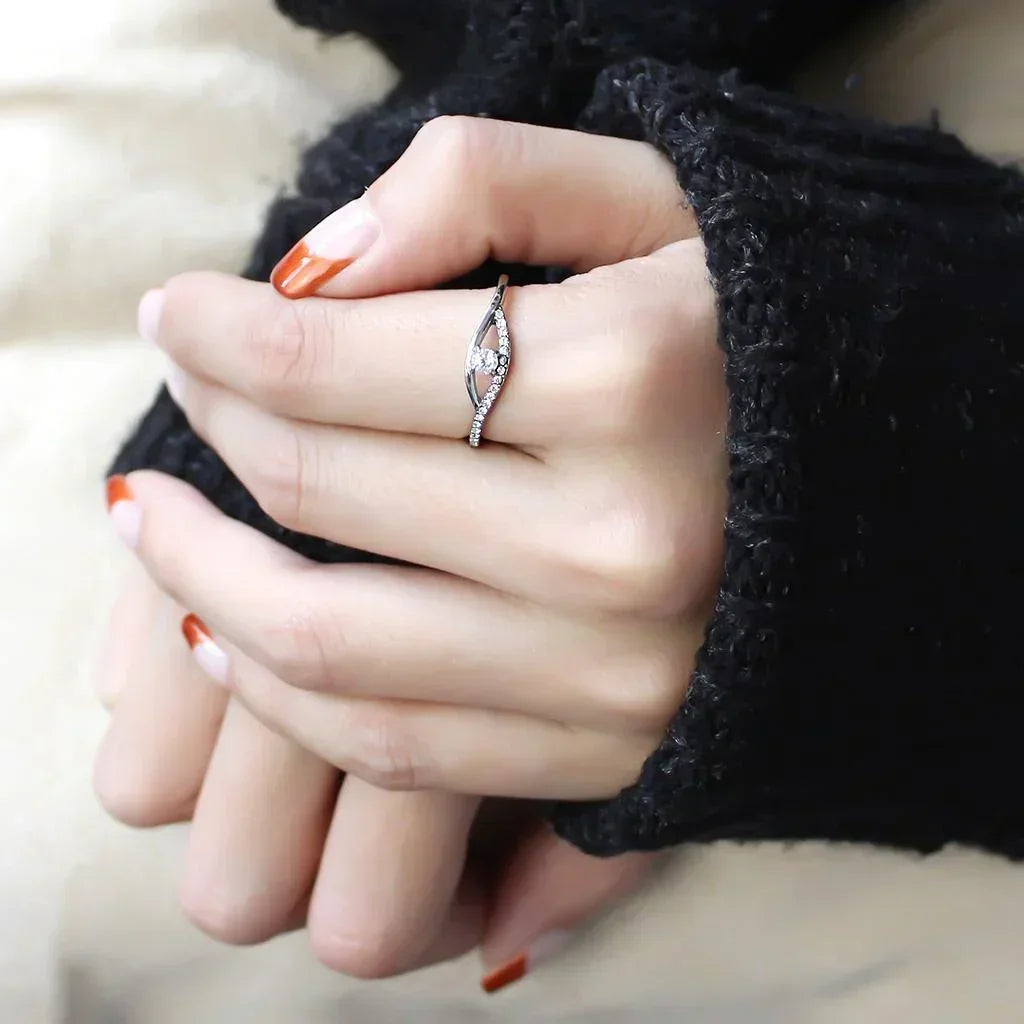 Silver Rings for Women 316L Stainless Steel DA108 - AAA Grade Cubic Zirconia in Clear - Jewelry Store by Erik Rayo
