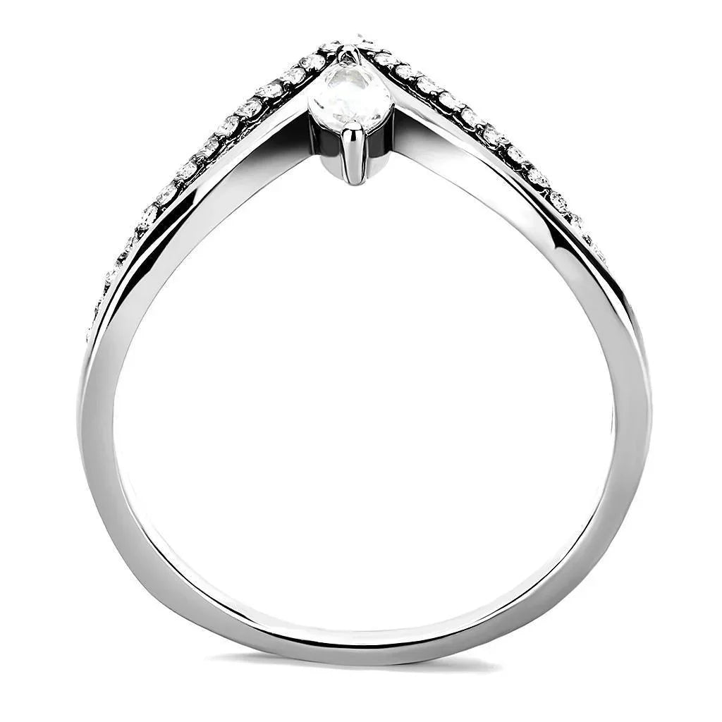 Silver Rings for Women 316L Stainless Steel DA109 - AAA Grade Cubic Zirconia in Clear - Jewelry Store by Erik Rayo