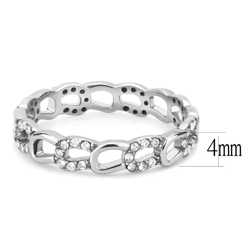 Silver Rings for Women 316L Stainless Steel DA111 - AAA Grade Cubic Zirconia in Clear - Jewelry Store by Erik Rayo