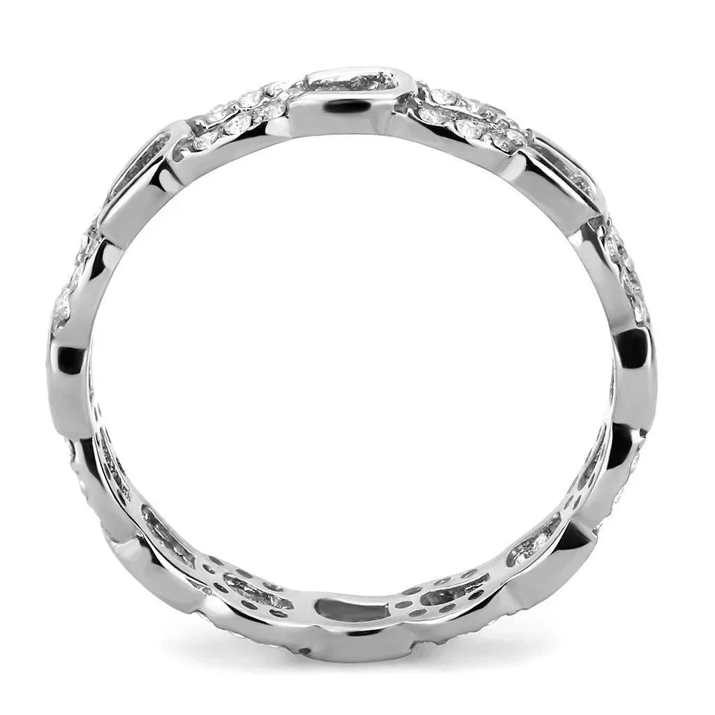 Silver Rings for Women 316L Stainless Steel DA111 - AAA Grade Cubic Zirconia in Clear - Jewelry Store by Erik Rayo