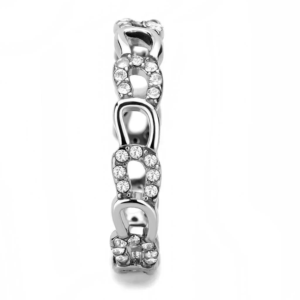 Silver Rings for Women 316L Stainless Steel DA111 - AAA Grade Cubic Zirconia in Clear - Jewelry Store by Erik Rayo