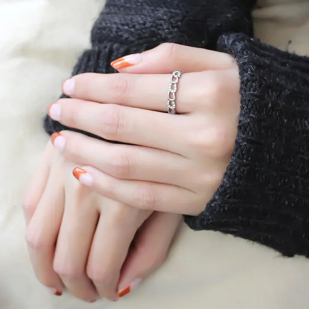 Silver Rings for Women 316L Stainless Steel DA111 - AAA Grade Cubic Zirconia in Clear - Jewelry Store by Erik Rayo