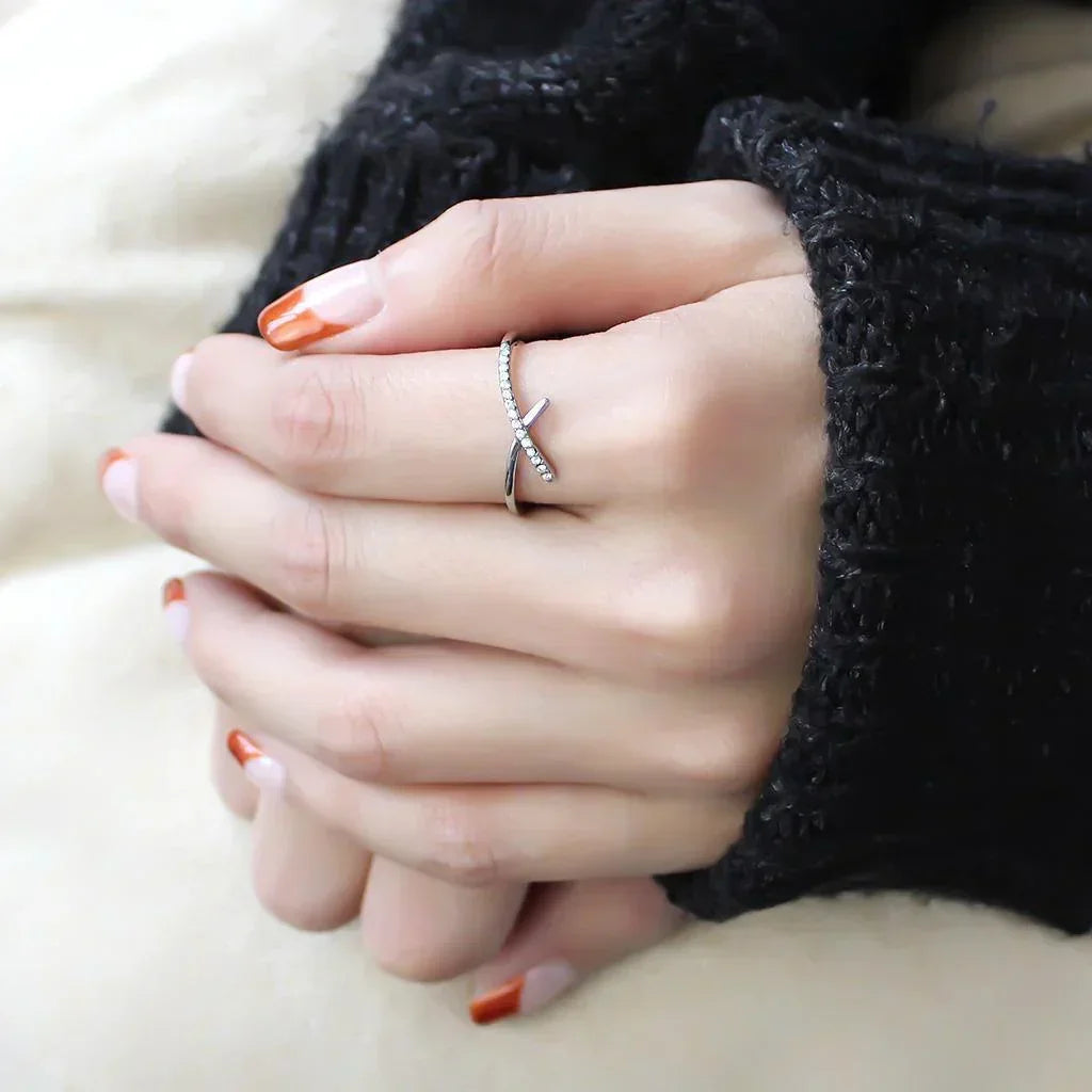 Silver Rings for Women 316L Stainless Steel DA112 - AAA Grade Cubic Zirconia in Clear - Jewelry Store by Erik Rayo