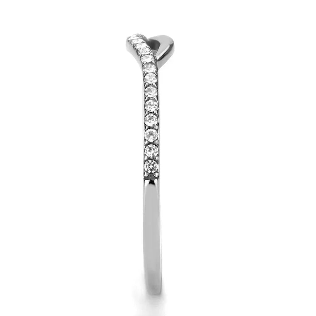 Silver Rings for Women 316L Stainless Steel DA113 - AAA Grade Cubic Zirconia in Clear - Jewelry Store by Erik Rayo