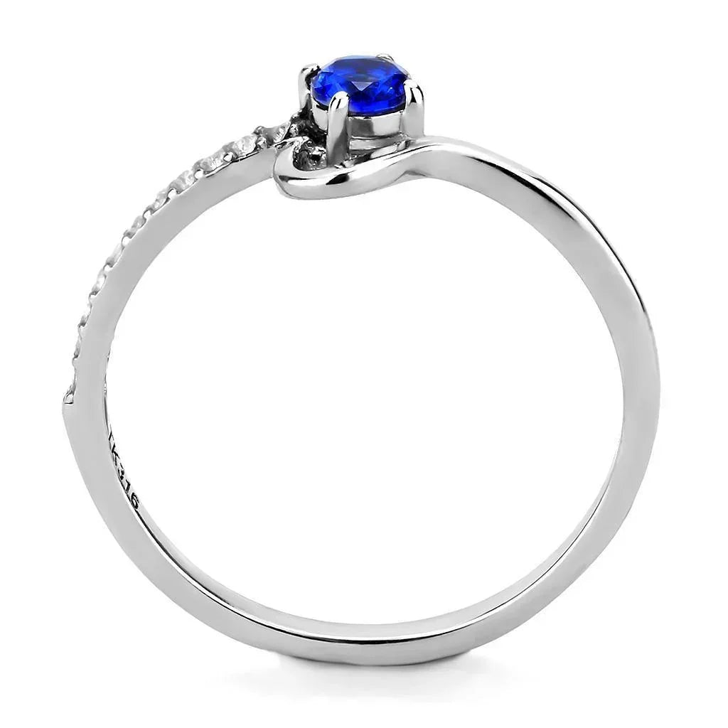 Silver Rings for Women 316L Stainless Steel DA114 - AAA Grade Cubic Zirconia in London Blue - Jewelry Store by Erik Rayo