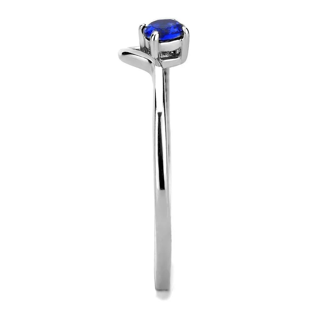 Silver Rings for Women 316L Stainless Steel DA114 - AAA Grade Cubic Zirconia in London Blue - Jewelry Store by Erik Rayo