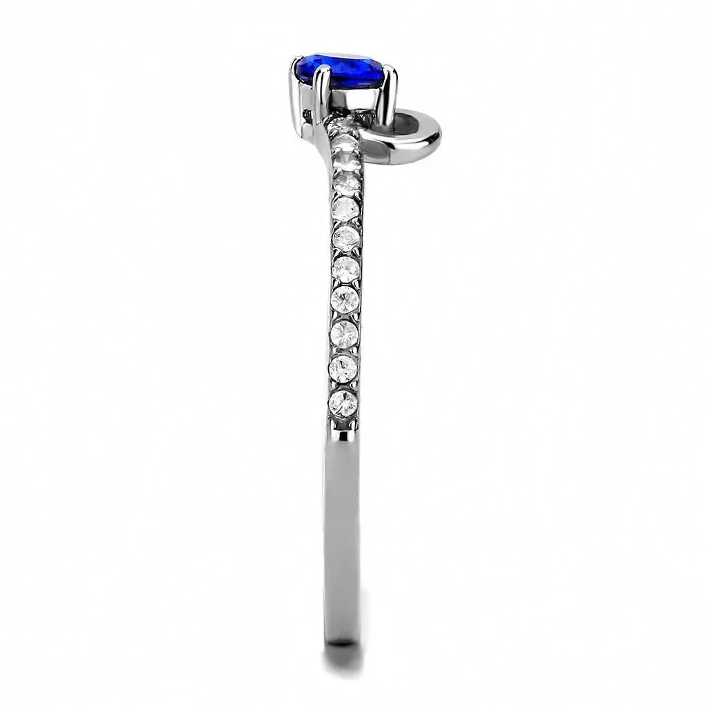 Silver Rings for Women 316L Stainless Steel DA114 - AAA Grade Cubic Zirconia in London Blue - Jewelry Store by Erik Rayo