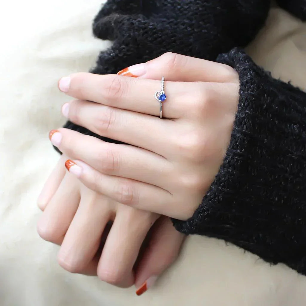 Silver Rings for Women 316L Stainless Steel DA114 - AAA Grade Cubic Zirconia in London Blue - Jewelry Store by Erik Rayo