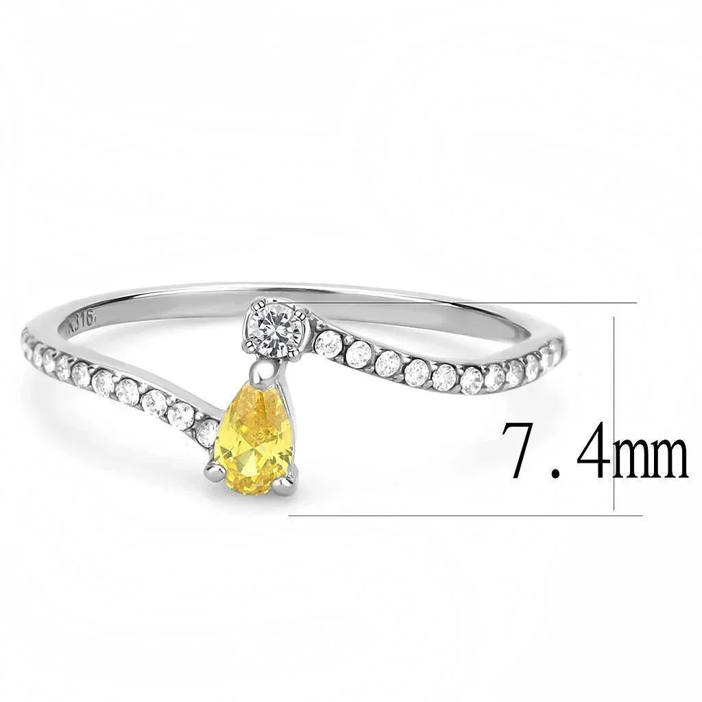 Silver Rings for Women 316L Stainless Steel DA115 - AAA Grade Cubic Zirconia in Topaz - Jewelry Store by Erik Rayo