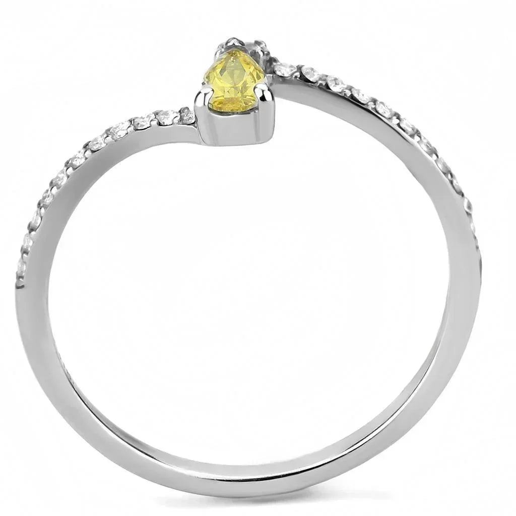 Silver Rings for Women 316L Stainless Steel DA115 - AAA Grade Cubic Zirconia in Topaz - Jewelry Store by Erik Rayo