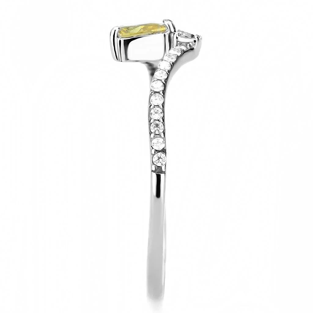 Silver Rings for Women 316L Stainless Steel DA115 - AAA Grade Cubic Zirconia in Topaz - Jewelry Store by Erik Rayo