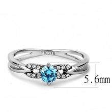 Load image into Gallery viewer, Silver Rings for Women 316L Stainless Steel DA116 - AAA Grade Cubic Zirconia in Sea Blue
