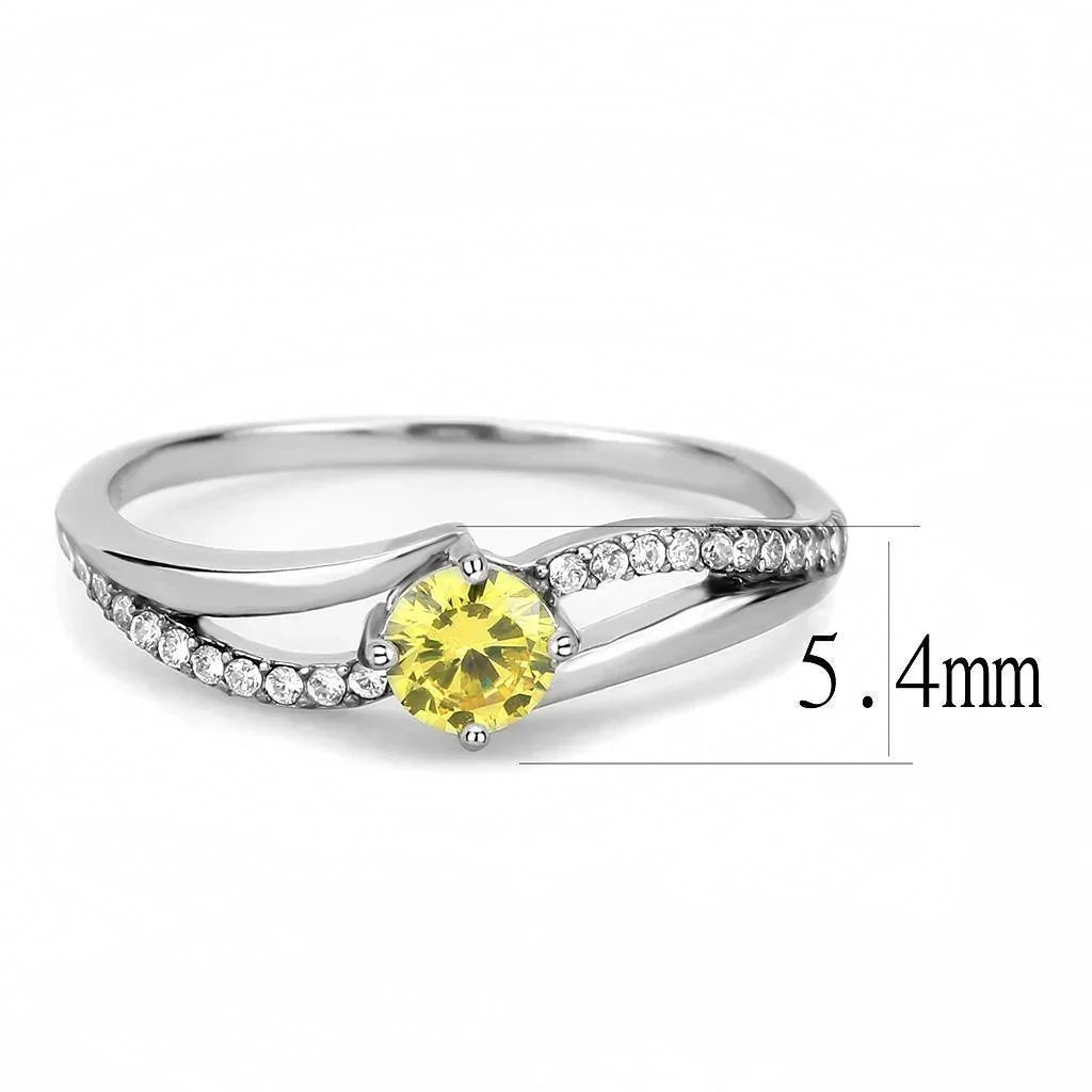 Silver Rings for Women 316L Stainless Steel DA118 - AAA Grade Cubic Zirconia in Topaz - Jewelry Store by Erik Rayo