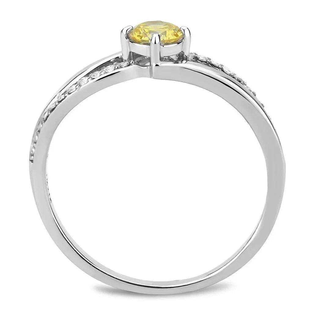 Silver Rings for Women 316L Stainless Steel DA118 - AAA Grade Cubic Zirconia in Topaz - Jewelry Store by Erik Rayo