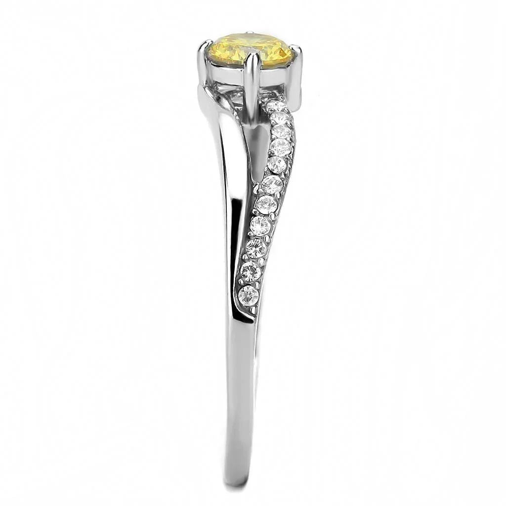 Silver Rings for Women 316L Stainless Steel DA118 - AAA Grade Cubic Zirconia in Topaz - Jewelry Store by Erik Rayo