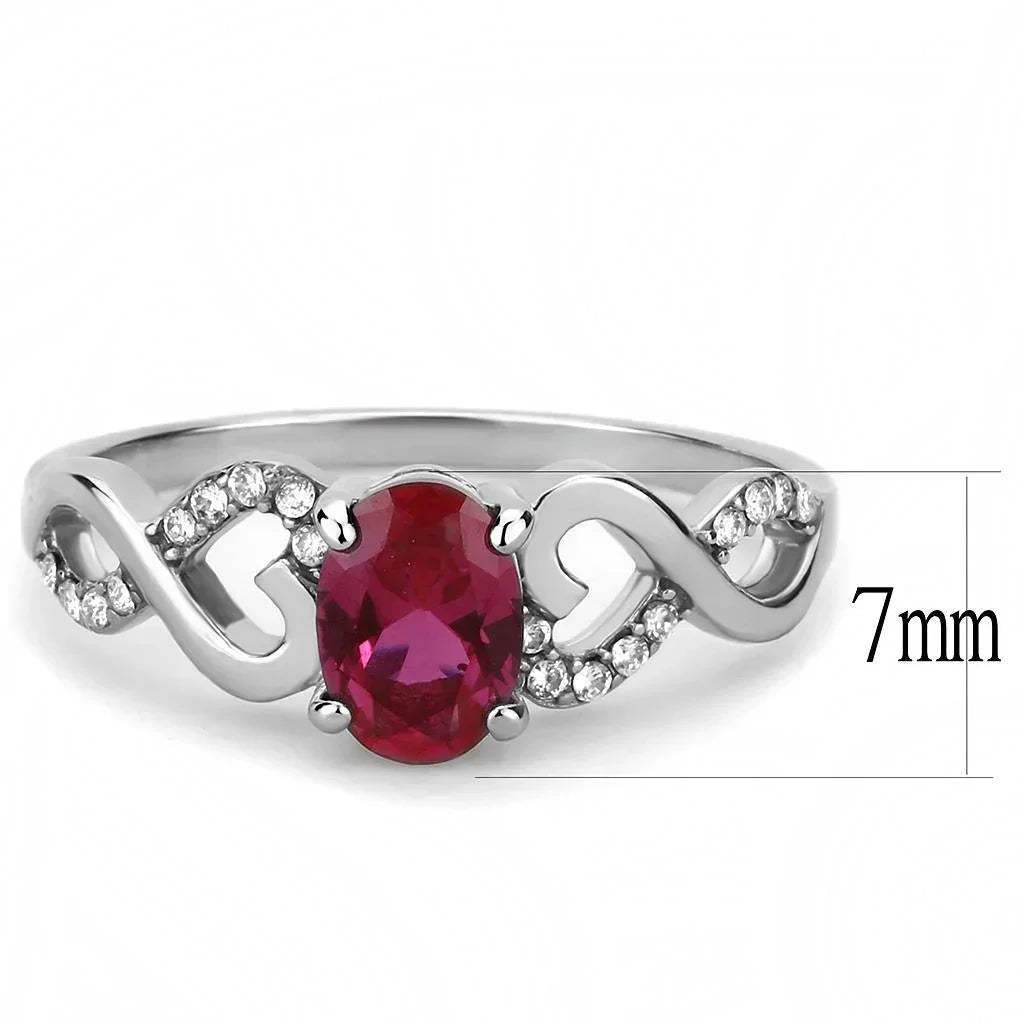 Silver Rings for Women 316L Stainless Steel DA119 - AAA Grade Cubic Zirconia in Ruby - Jewelry Store by Erik Rayo