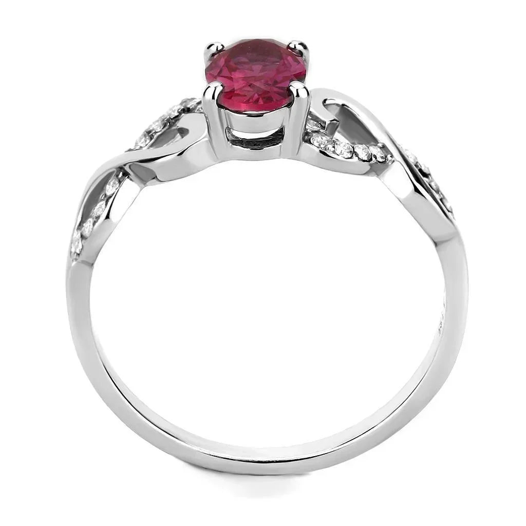 Silver Rings for Women 316L Stainless Steel DA119 - AAA Grade Cubic Zirconia in Ruby - Jewelry Store by Erik Rayo