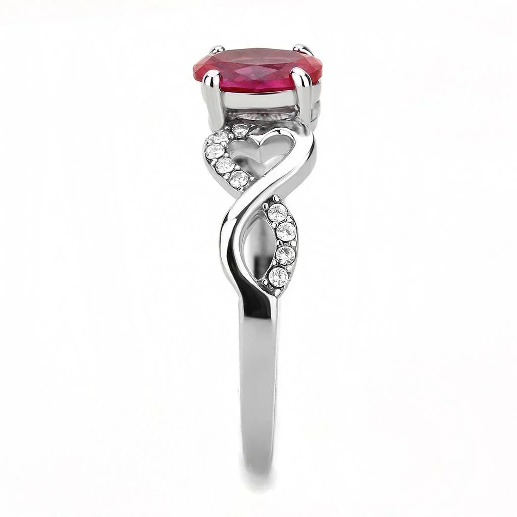 Silver Rings for Women 316L Stainless Steel DA119 - AAA Grade Cubic Zirconia in Ruby - Jewelry Store by Erik Rayo