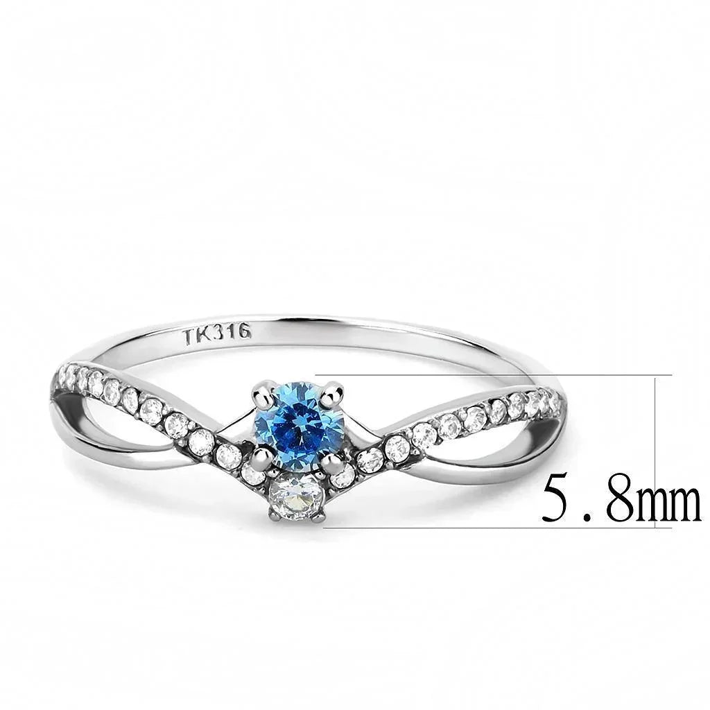 Silver Rings for Women 316L Stainless Steel DA120 - AAA Grade Cubic Zirconia in Sea Blue - Jewelry Store by Erik Rayo