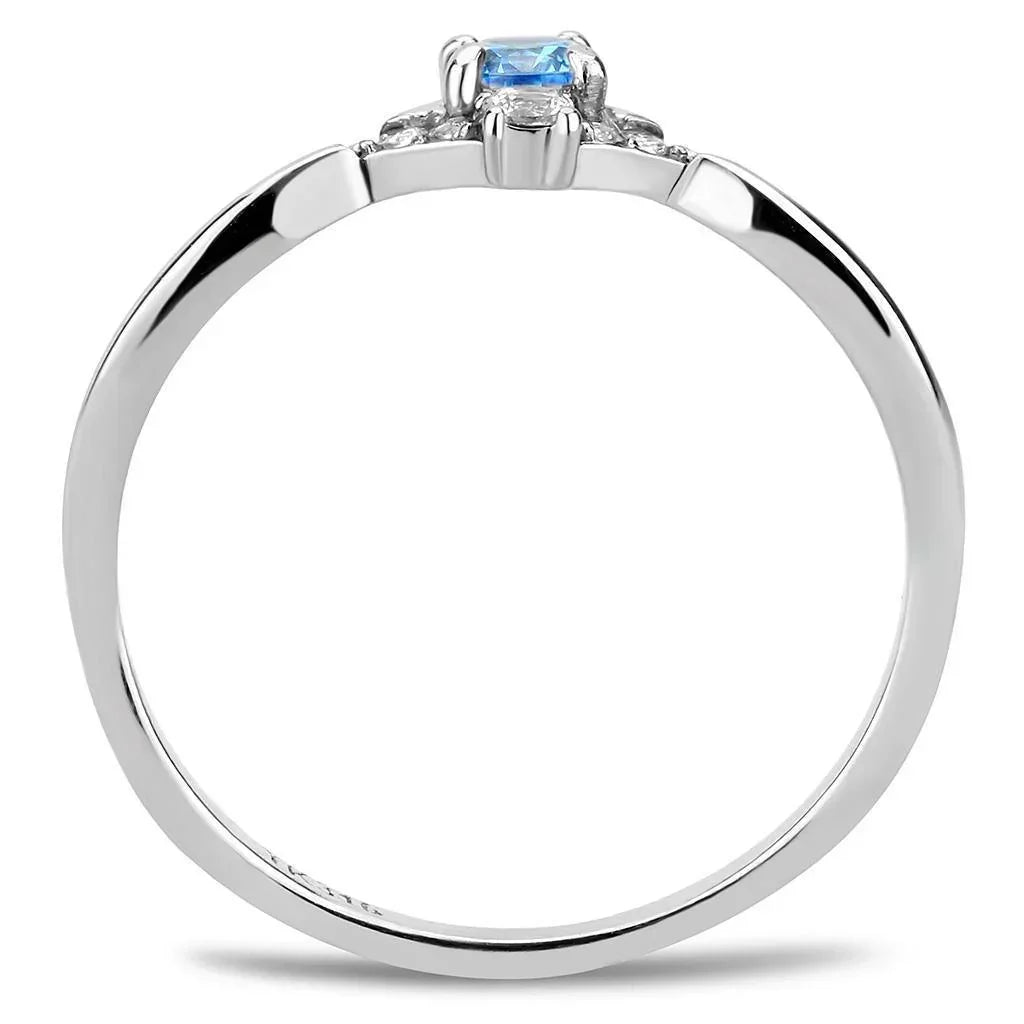 Silver Rings for Women 316L Stainless Steel DA120 - AAA Grade Cubic Zirconia in Sea Blue - Jewelry Store by Erik Rayo