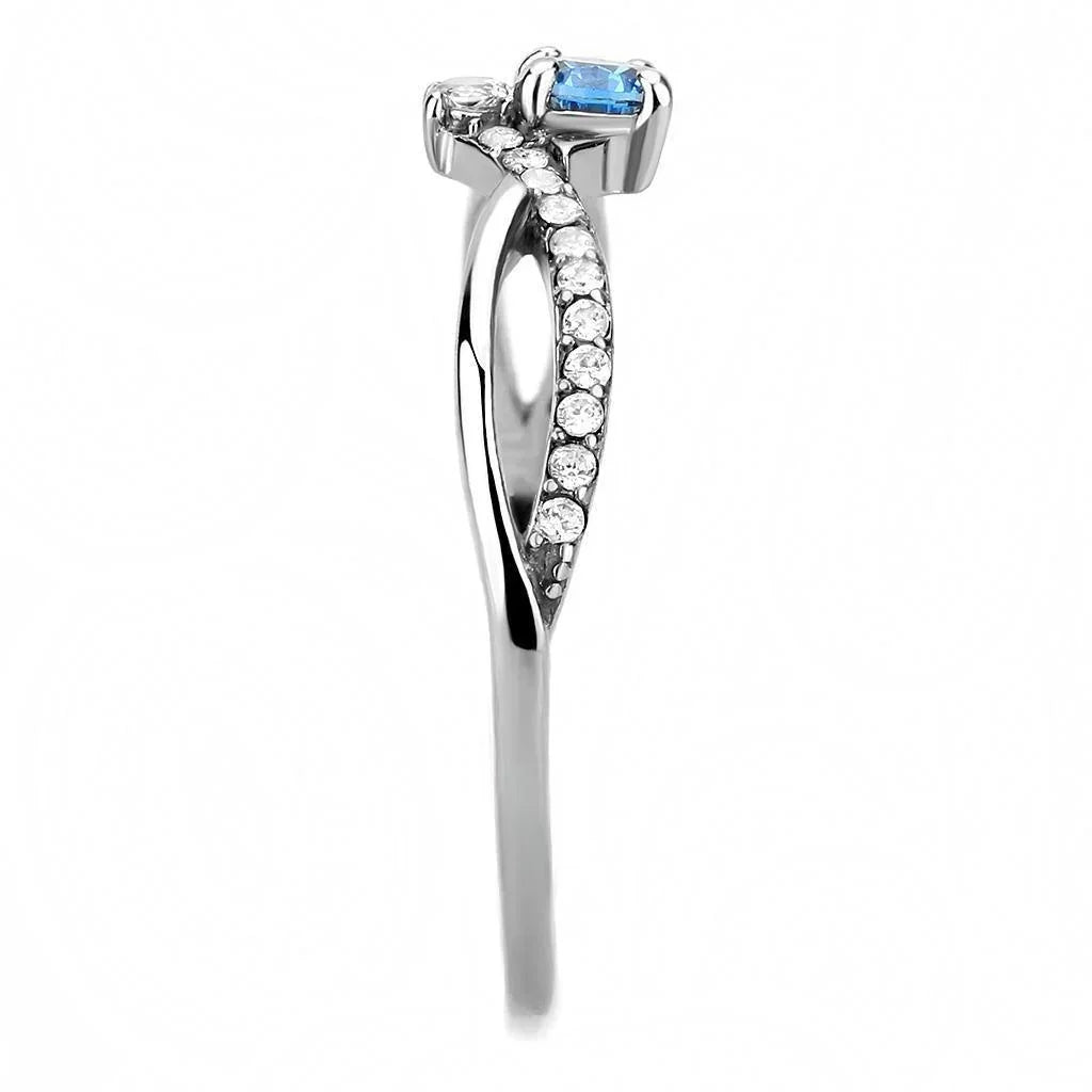 Silver Rings for Women 316L Stainless Steel DA120 - AAA Grade Cubic Zirconia in Sea Blue - Jewelry Store by Erik Rayo