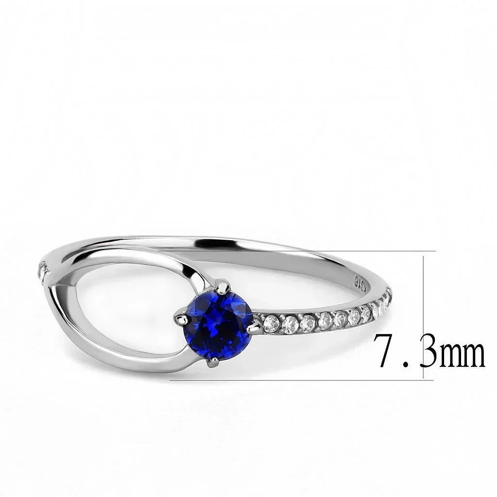 Silver Rings for Women 316L Stainless Steel DA121 - AAA Grade Cubic Zirconia in London Blue - Jewelry Store by Erik Rayo