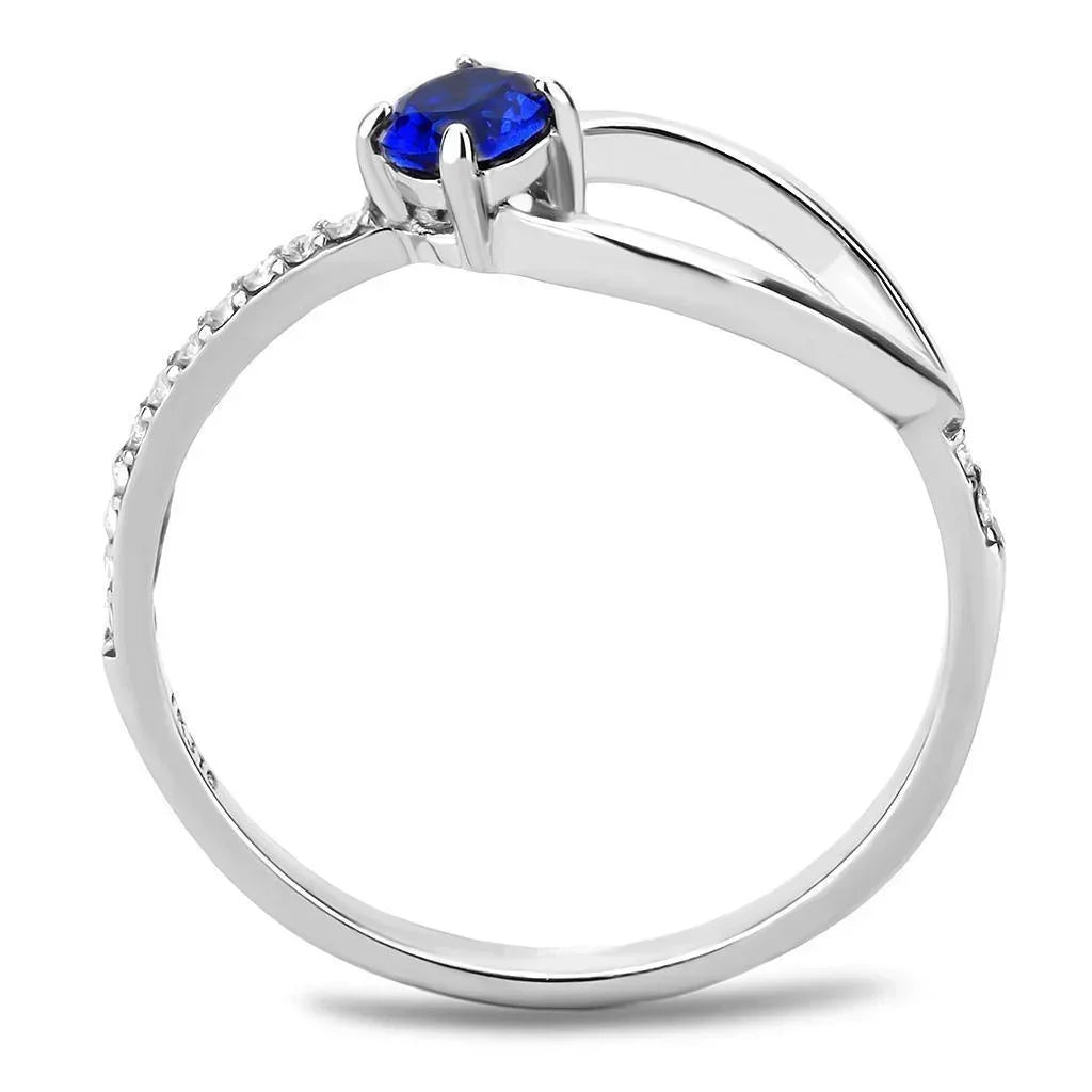 Silver Rings for Women 316L Stainless Steel DA121 - AAA Grade Cubic Zirconia in London Blue - Jewelry Store by Erik Rayo