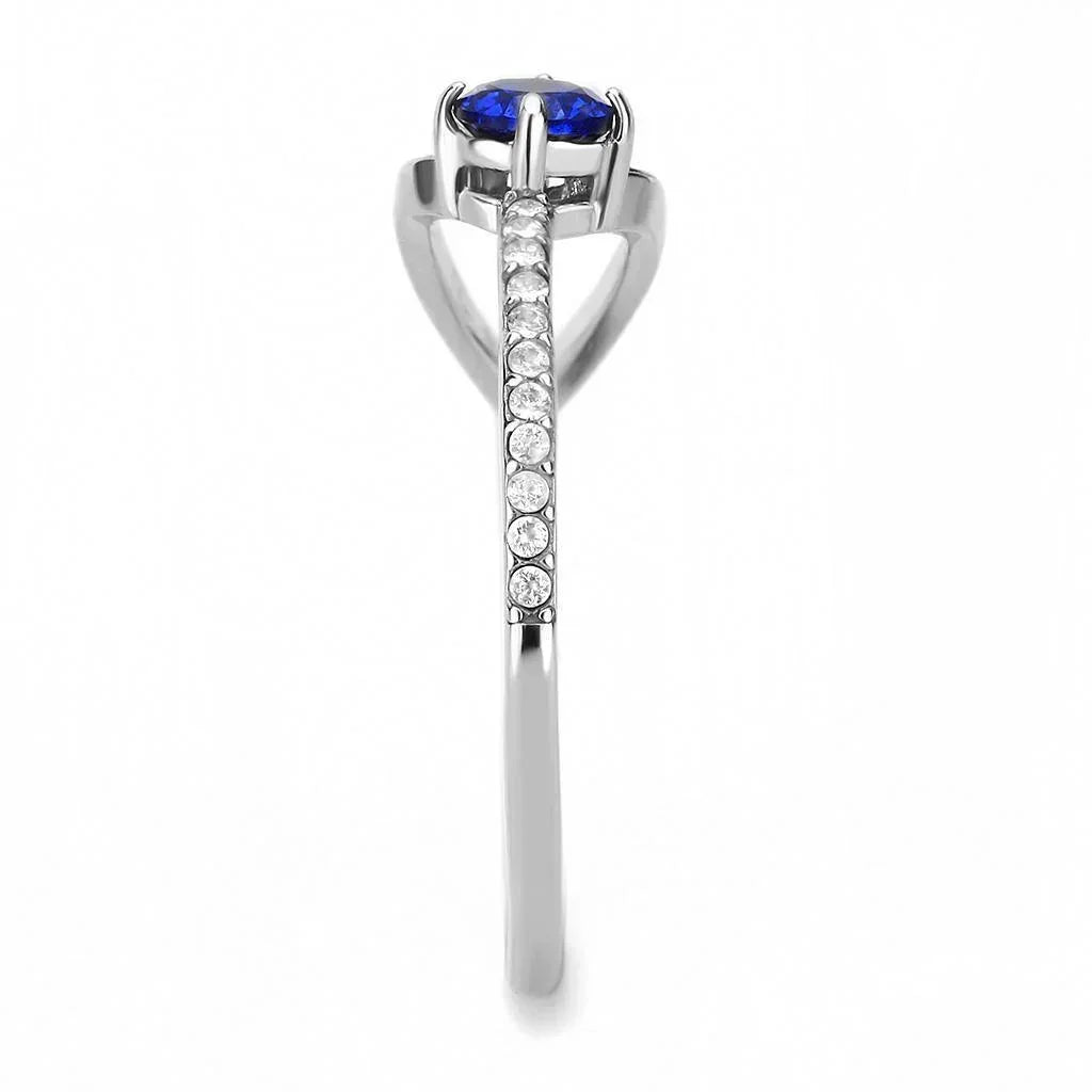 Silver Rings for Women 316L Stainless Steel DA121 - AAA Grade Cubic Zirconia in London Blue - Jewelry Store by Erik Rayo