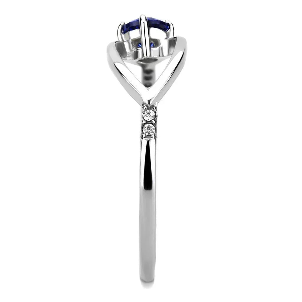 Silver Rings for Women 316L Stainless Steel DA121 - AAA Grade Cubic Zirconia in London Blue - Jewelry Store by Erik Rayo