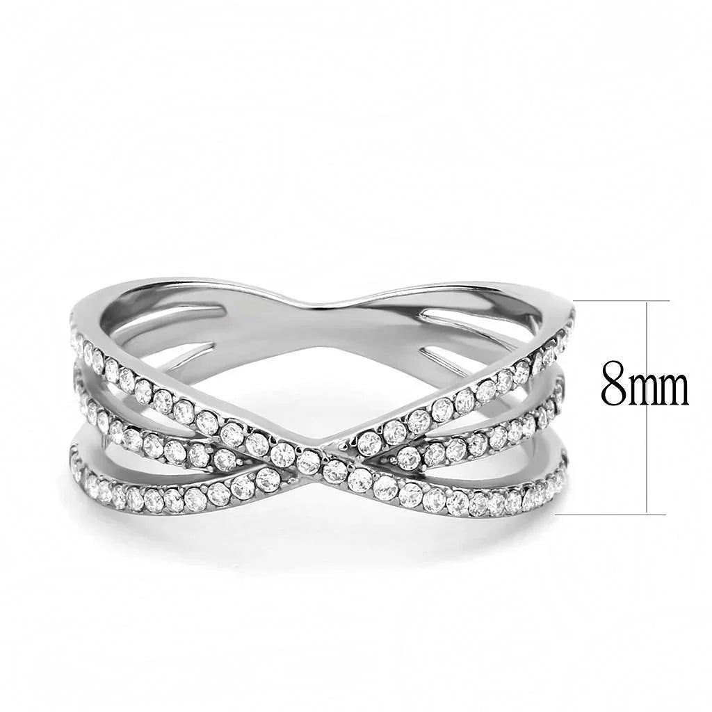Silver Rings for Women 316L Stainless Steel DA124 - AAA Grade Cubic Zirconia in Clear - Jewelry Store by Erik Rayo