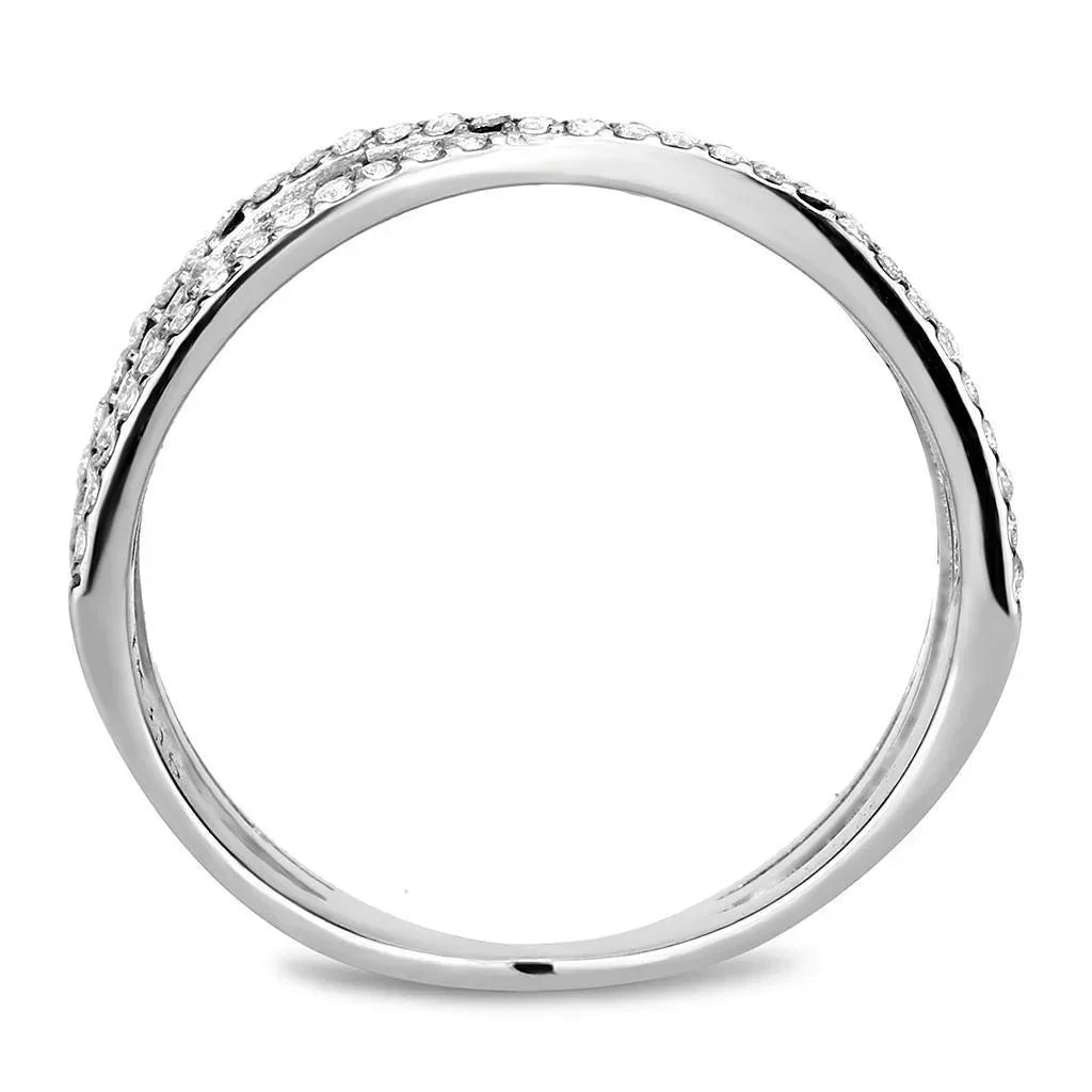 Silver Rings for Women 316L Stainless Steel DA124 - AAA Grade Cubic Zirconia in Clear - Jewelry Store by Erik Rayo
