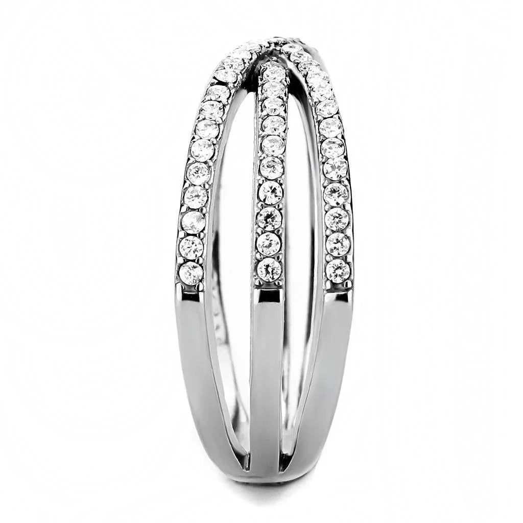 Silver Rings for Women 316L Stainless Steel DA124 - AAA Grade Cubic Zirconia in Clear - Jewelry Store by Erik Rayo