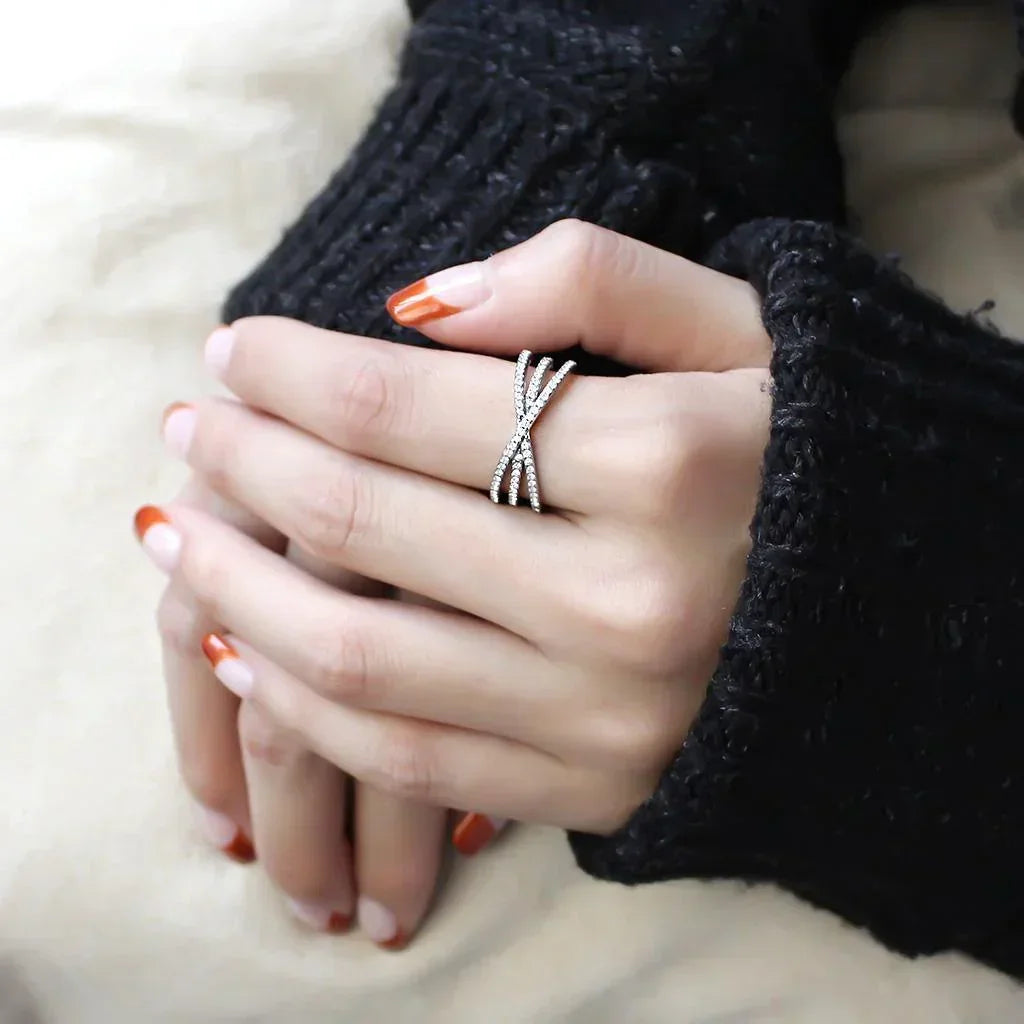 Silver Rings for Women 316L Stainless Steel DA124 - AAA Grade Cubic Zirconia in Clear - Jewelry Store by Erik Rayo