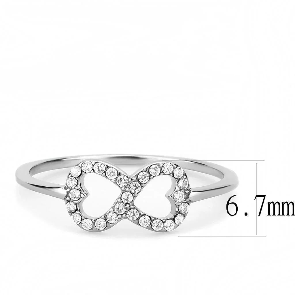 Silver Rings for Women 316L Stainless Steel DA125 - AAA Grade Cubic Zirconia in Clear - Jewelry Store by Erik Rayo