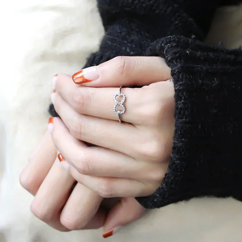 Silver Rings for Women 316L Stainless Steel DA125 - AAA Grade Cubic Zirconia in Clear - Jewelry Store by Erik Rayo