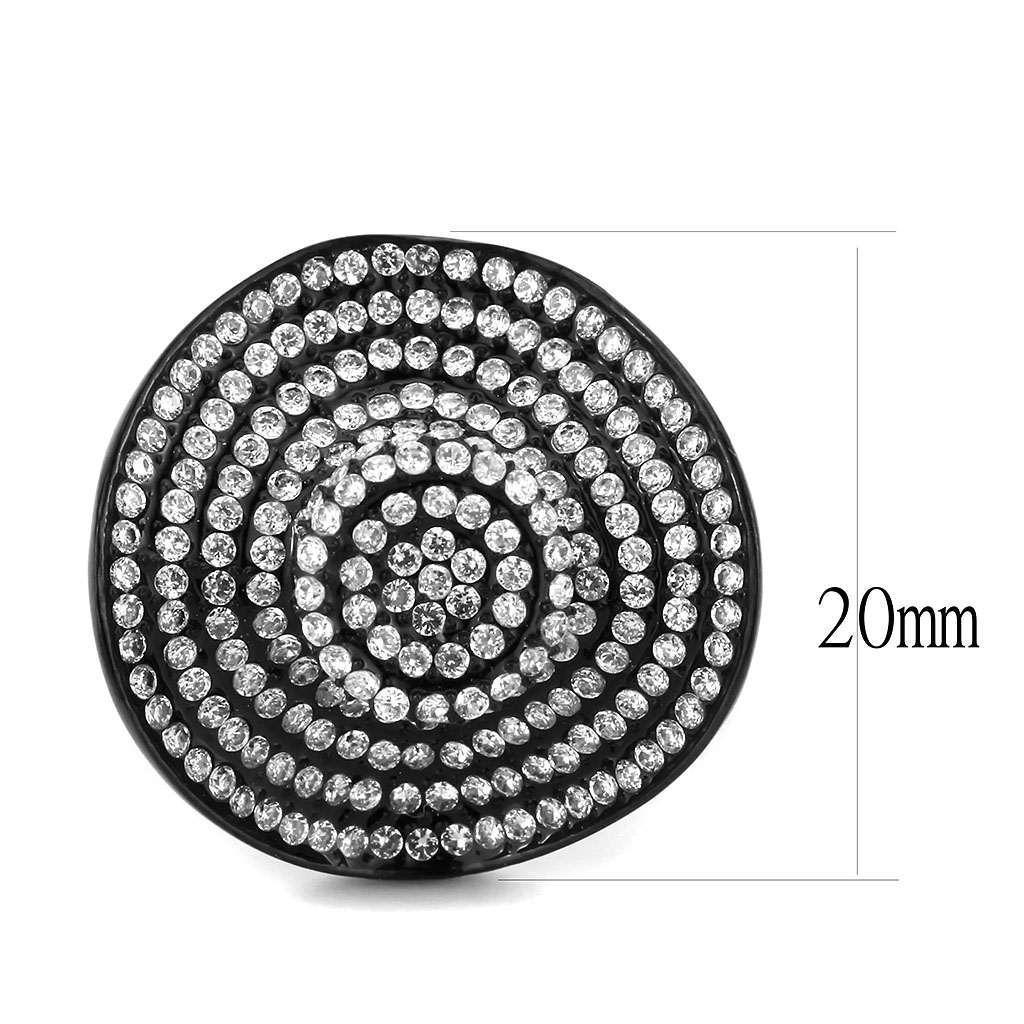 Black Rings for Women 316L Stainless Steel DA128 - AAA Grade Cubic Zirconia in Clear - Jewelry Store by Erik Rayo