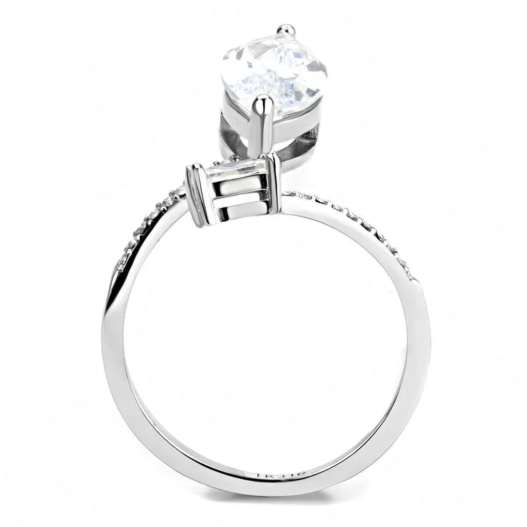 Silver Rings for Women 316L Stainless Steel DA129 - AAA Grade Cubic Zirconia in Clear - Jewelry Store by Erik Rayo