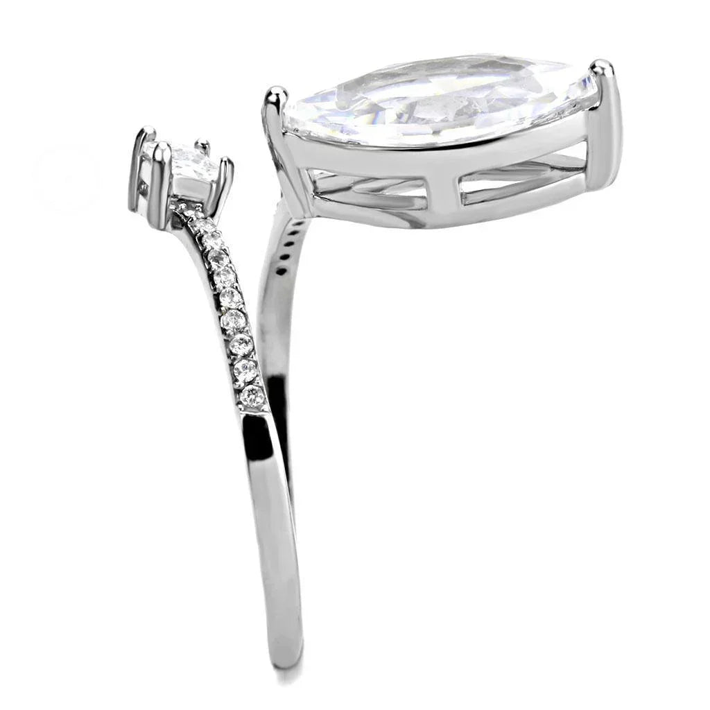 Silver Rings for Women 316L Stainless Steel DA129 - AAA Grade Cubic Zirconia in Clear - Jewelry Store by Erik Rayo