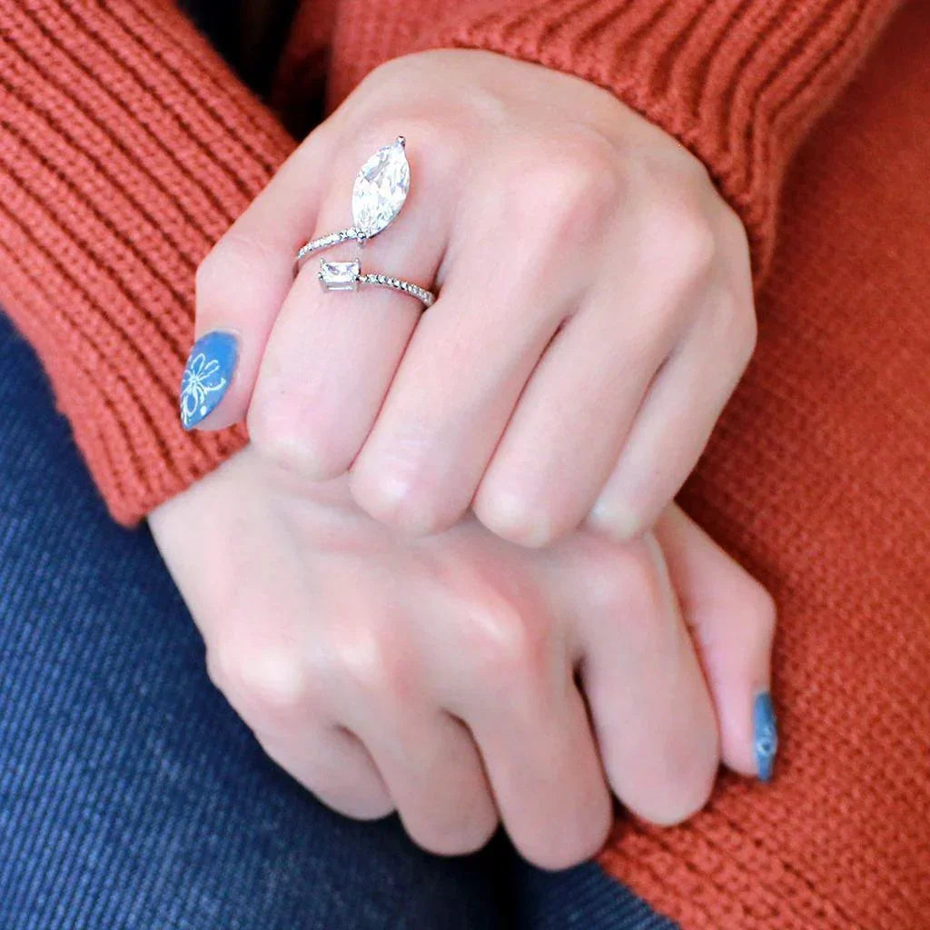 Silver Rings for Women 316L Stainless Steel DA129 - AAA Grade Cubic Zirconia in Clear - Jewelry Store by Erik Rayo