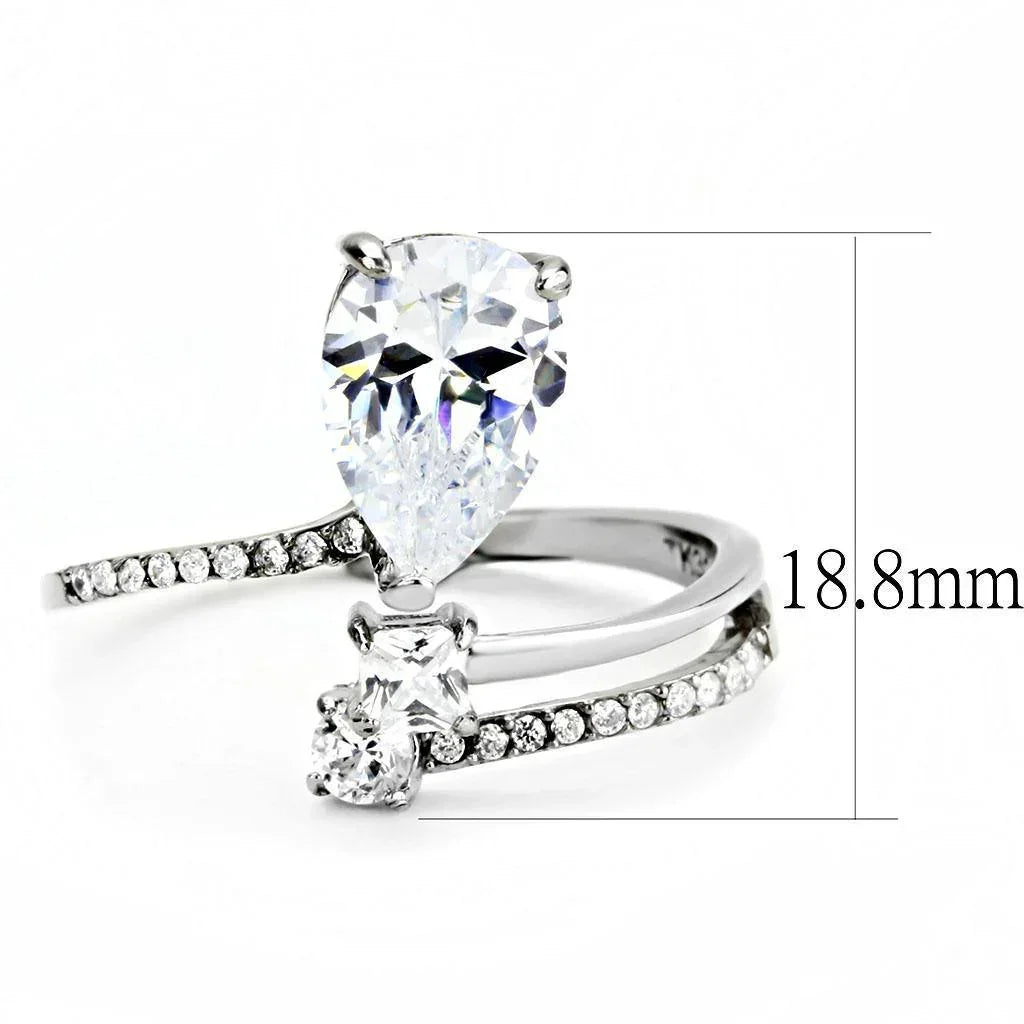Silver Rings for Women 316L Stainless Steel DA130 - AAA Grade Cubic Zirconia in Clear - Jewelry Store by Erik Rayo