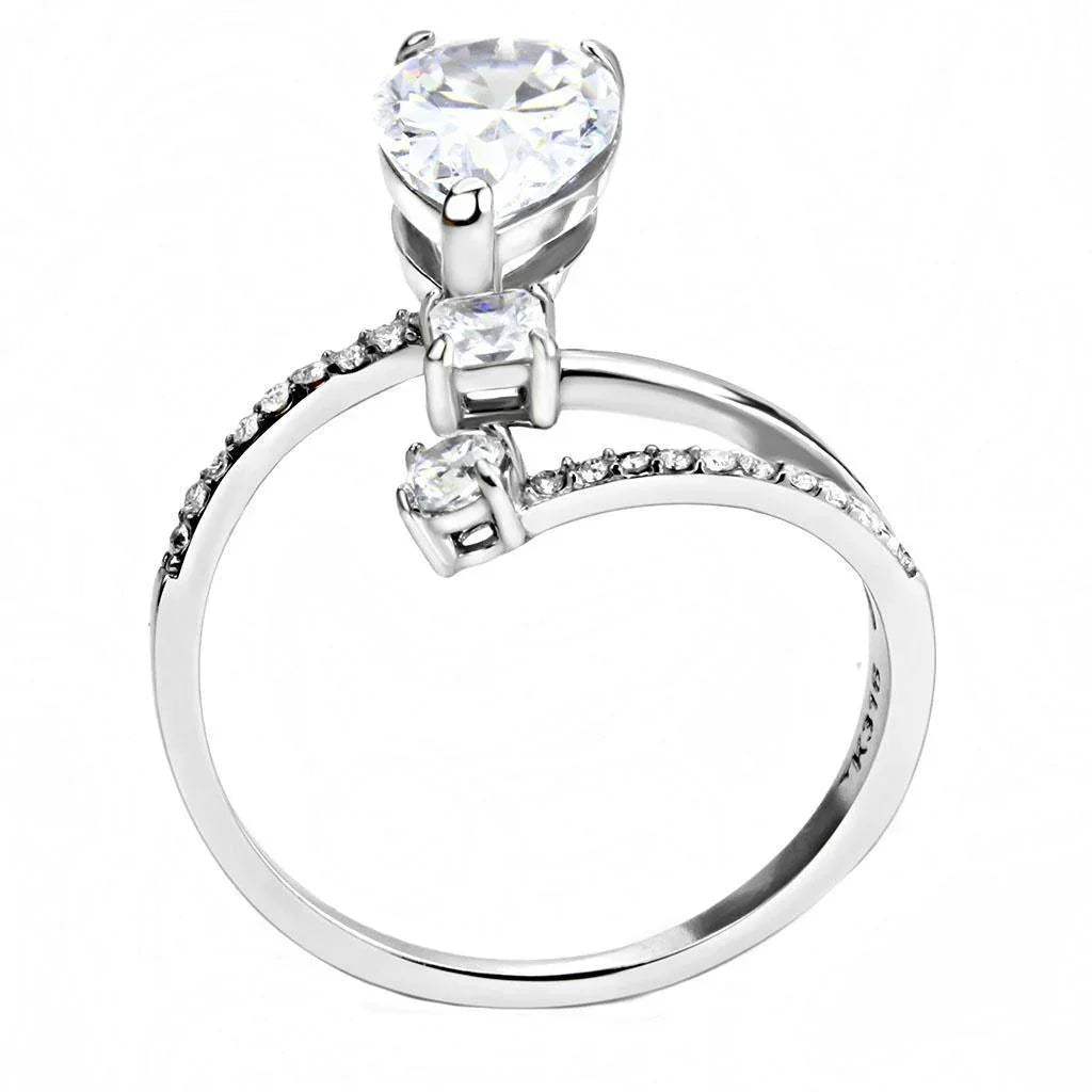 Silver Rings for Women 316L Stainless Steel DA130 - AAA Grade Cubic Zirconia in Clear - Jewelry Store by Erik Rayo