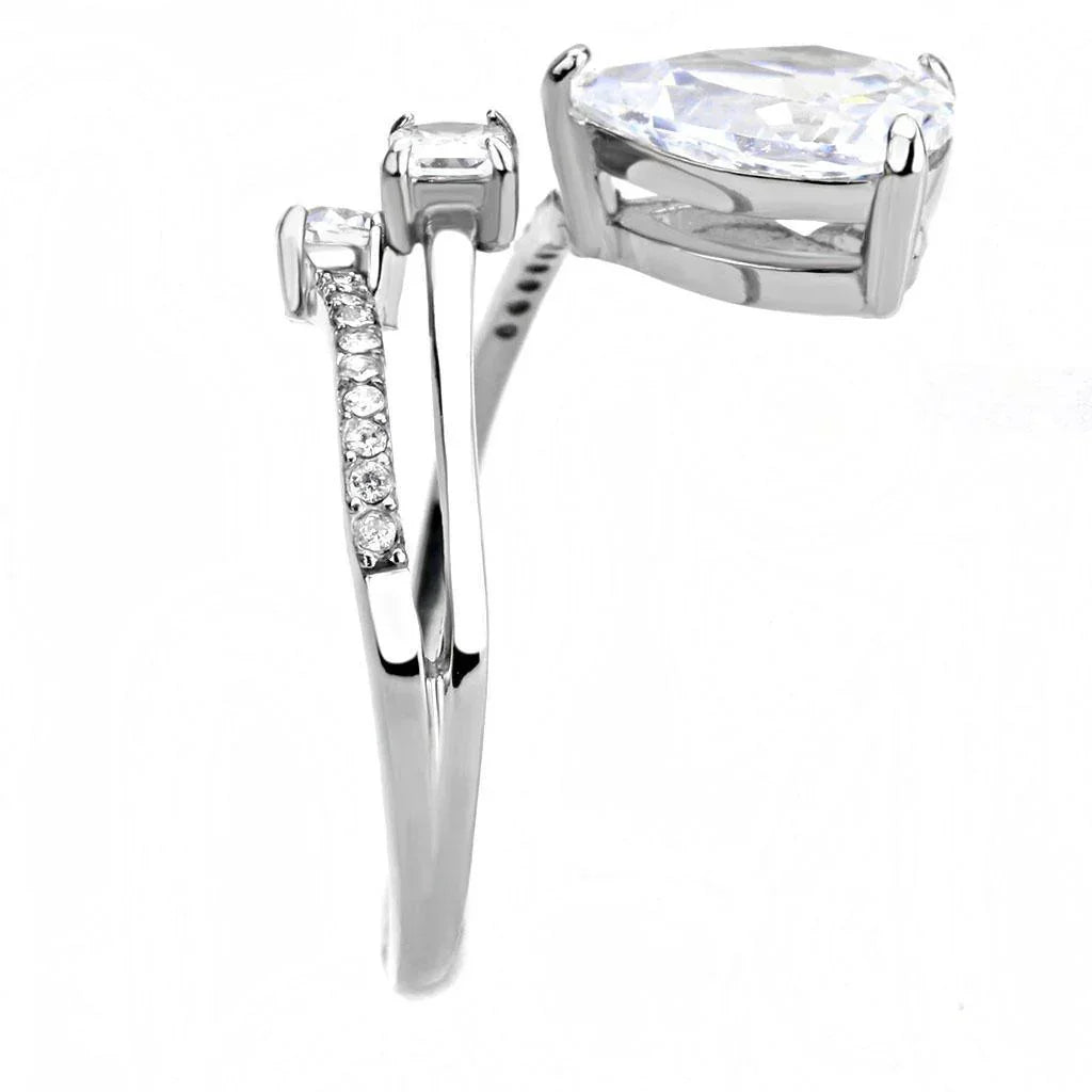 Silver Rings for Women 316L Stainless Steel DA130 - AAA Grade Cubic Zirconia in Clear - Jewelry Store by Erik Rayo