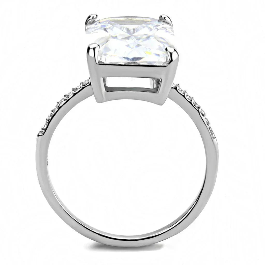 Silver Rings for Women 316L Stainless Steel DA131 - AAA Grade Cubic Zirconia in Clear - Jewelry Store by Erik Rayo