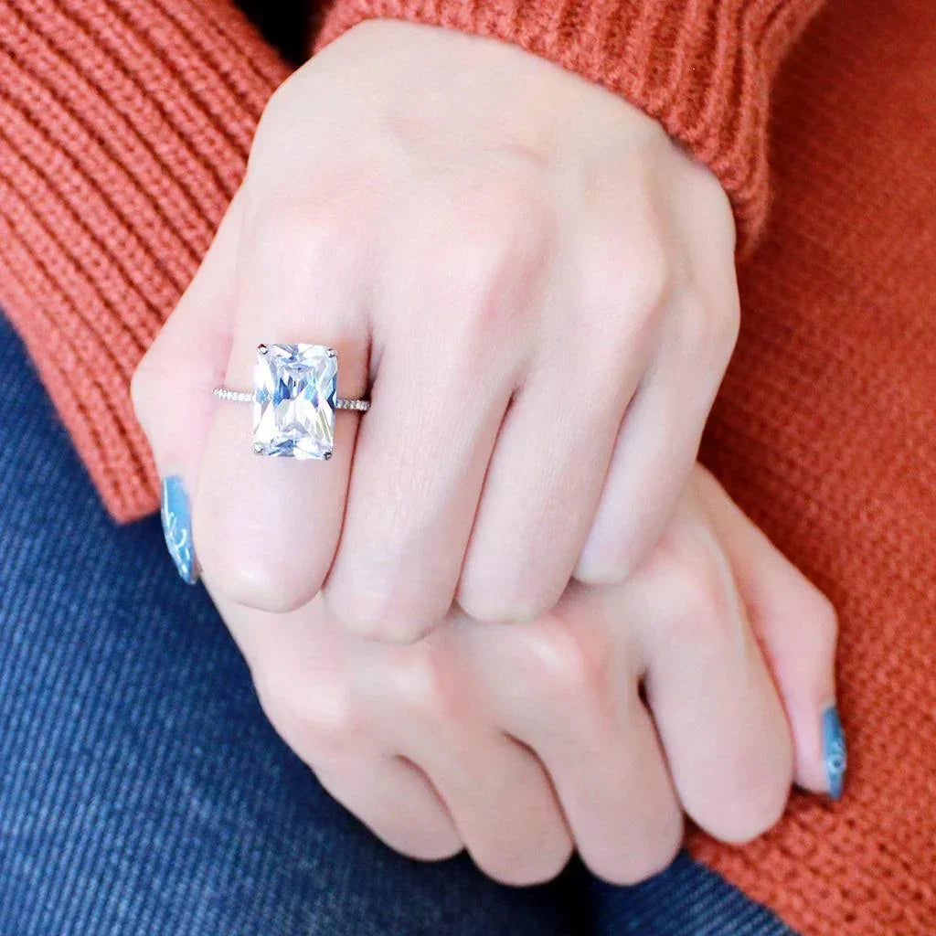 Silver Rings for Women 316L Stainless Steel DA131 - AAA Grade Cubic Zirconia in Clear - Jewelry Store by Erik Rayo