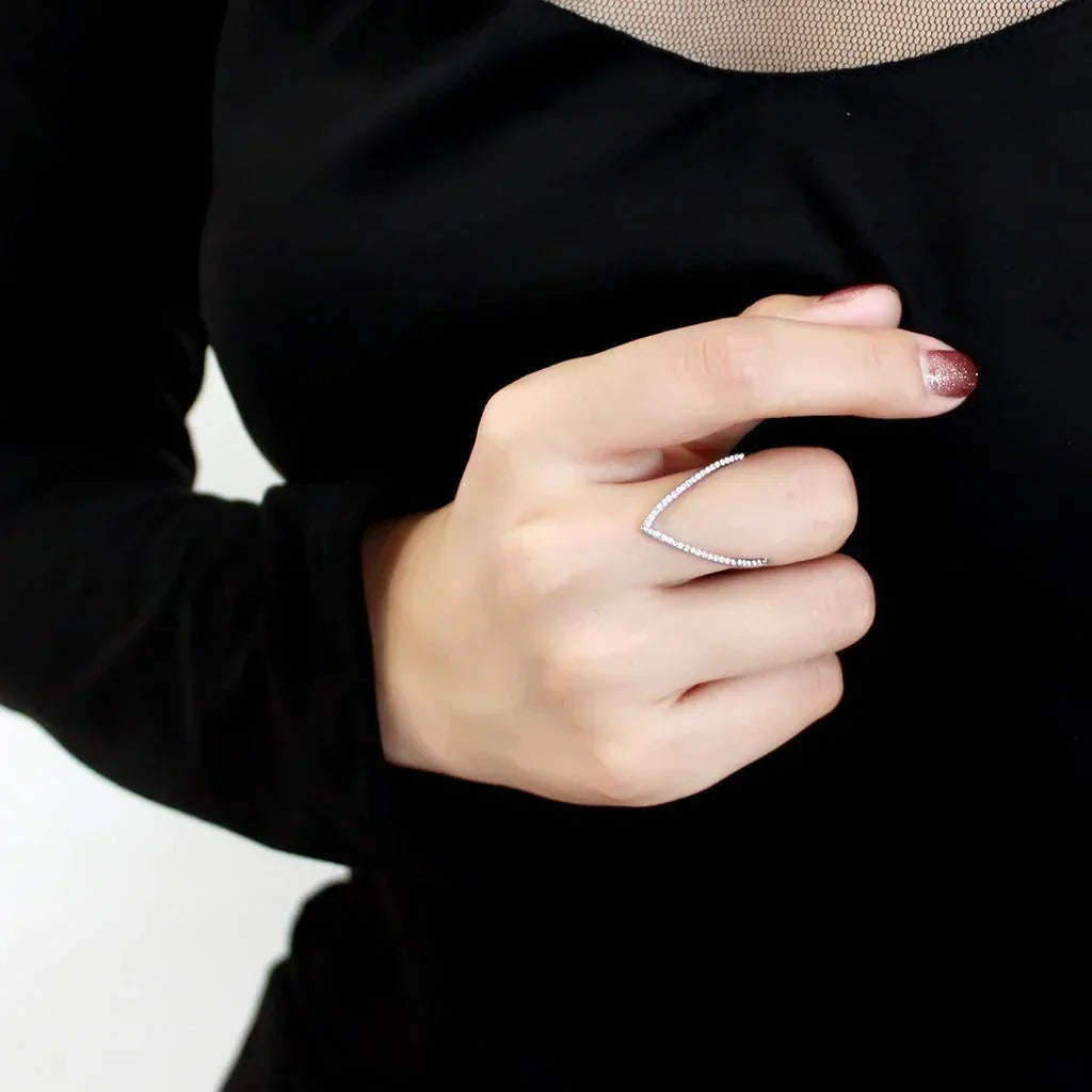 Silver Rings for Women 316L Stainless Steel DA132 - AAA Grade Cubic Zirconia in Clear - Jewelry Store by Erik Rayo