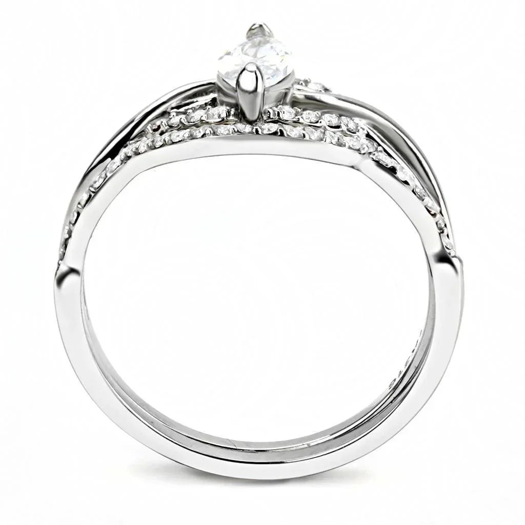 Silver Rings for Women 316L Stainless Steel DA133 - AAA Grade Cubic Zirconia in Clear - Jewelry Store by Erik Rayo