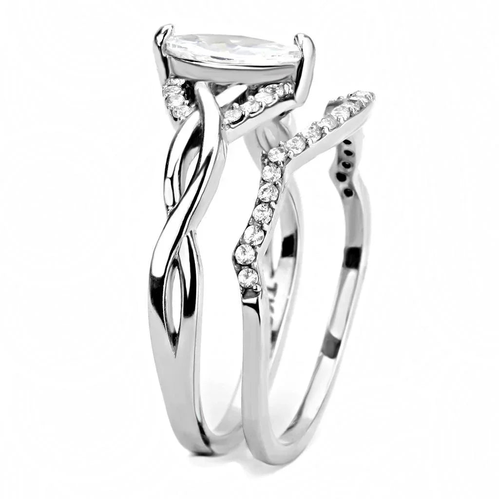 Silver Rings for Women 316L Stainless Steel DA133 - AAA Grade Cubic Zirconia in Clear - Jewelry Store by Erik Rayo