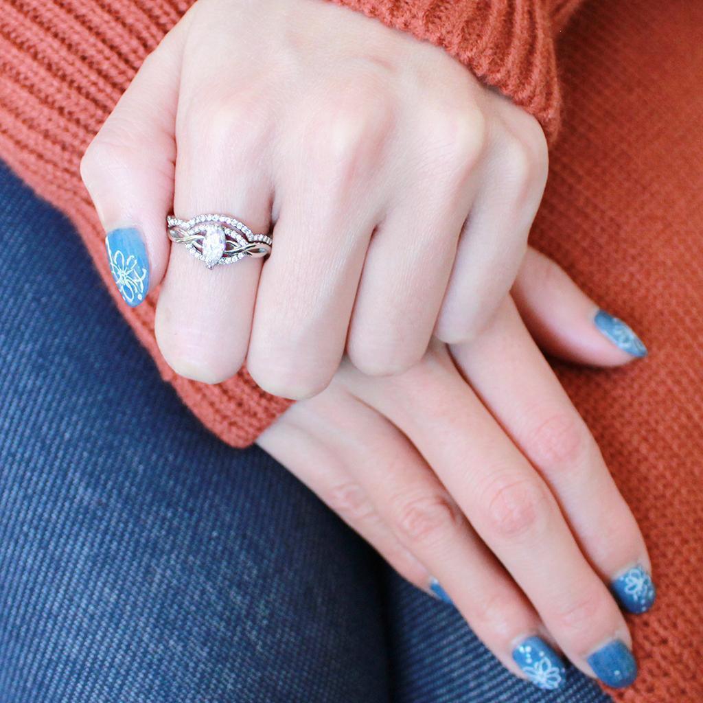 Silver Rings for Women 316L Stainless Steel DA133 - AAA Grade Cubic Zirconia in Clear - Jewelry Store by Erik Rayo