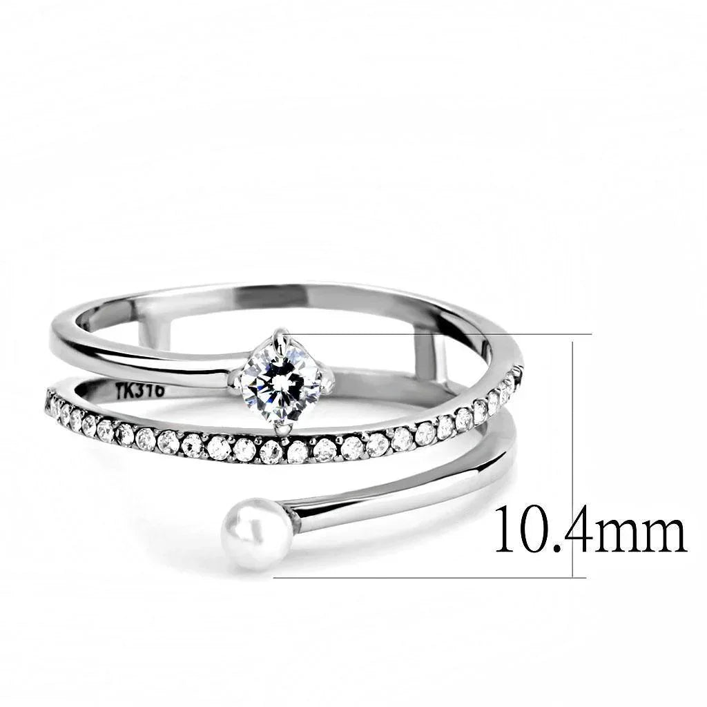 Silver Rings for Women 316L Stainless Steel DA134 - AAA Grade Cubic Zirconia in Clear - Jewelry Store by Erik Rayo