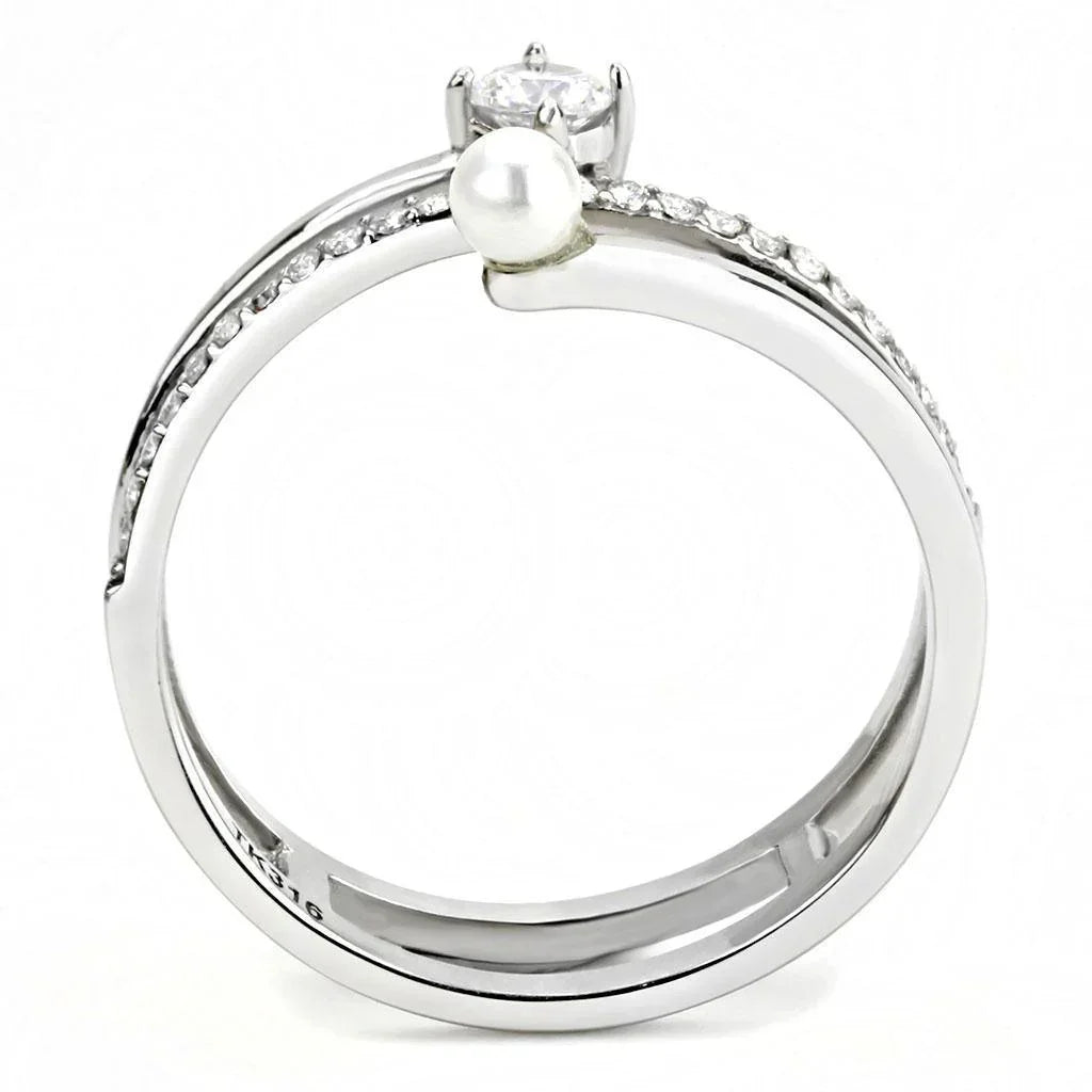 Silver Rings for Women 316L Stainless Steel DA134 - AAA Grade Cubic Zirconia in Clear - Jewelry Store by Erik Rayo